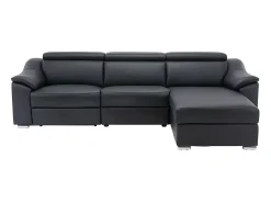 Sale LINEA SOFA Sofá de canto articulado em pele superior - Canto direito - PEDRERA Preto