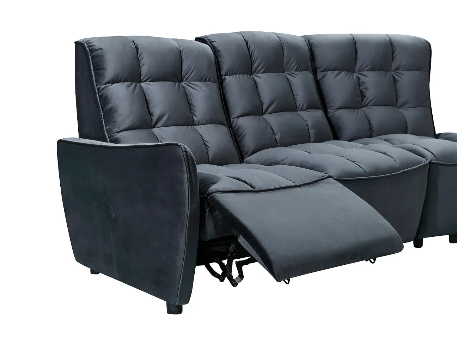 Vente-unique Sofá de canto articulado modular em veludo antracite ALFORD^ Sofá