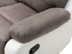 Vente-unique Sofá de canto articulado manual cinza e branco em microfibra e pele sintética TOLZANO^ Sofá