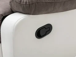 Vente-unique Sofá de canto articulado manual cinza e branco em microfibra e pele sintética TOLZANO^ Sofá