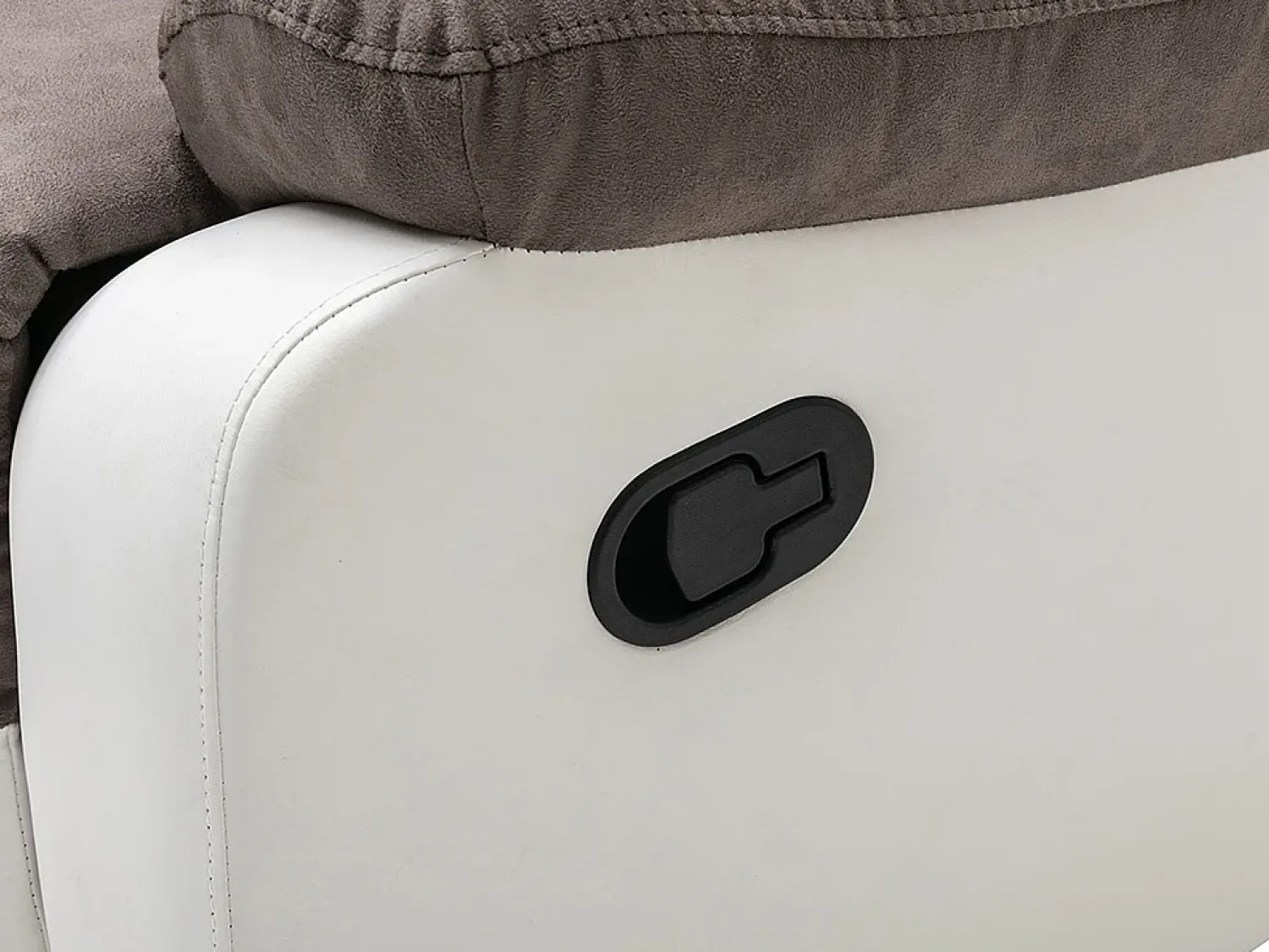 Vente-unique Sofá de canto articulado manual cinza e branco em microfibra e pele sintética TOLZANO^ Sofá