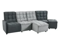 Sofá|Vente-unique Sofá de canto articulado modular em veludo cinza-claro e antracite ALFORD Cinzento claro / Cinza antracite