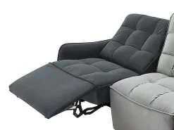 Sofá|Vente-unique Sofá de canto articulado modular em veludo cinza-claro e antracite ALFORD Cinzento claro / Cinza antracite