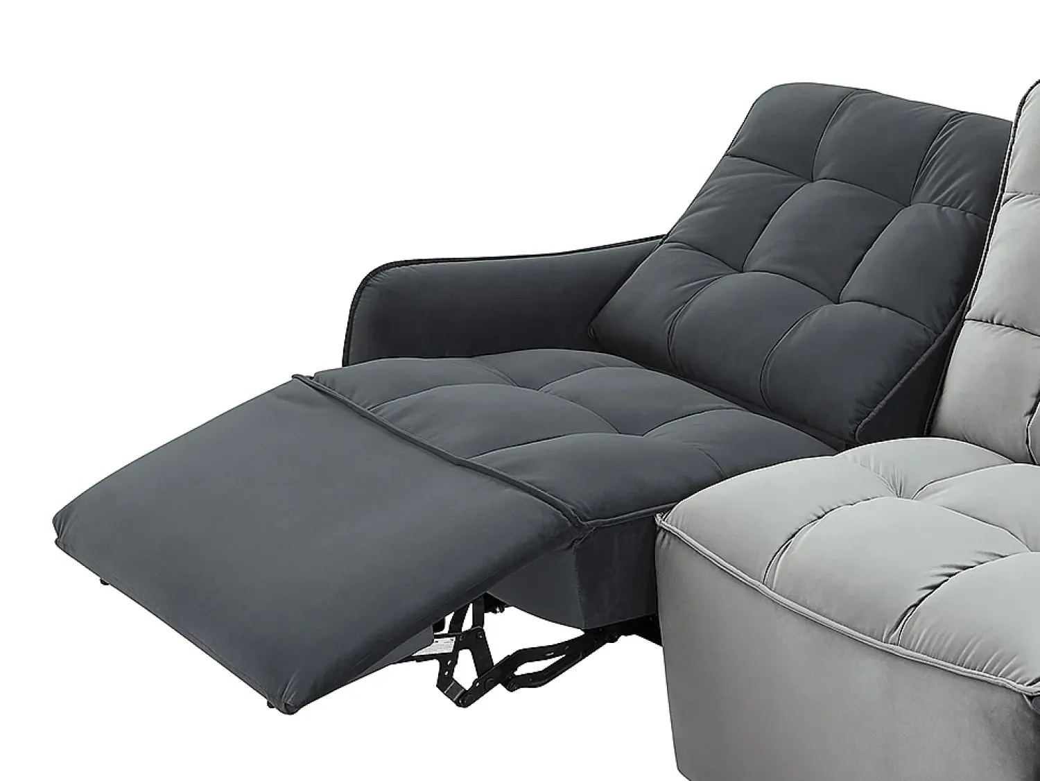 Sofá|Vente-unique Sofá de canto articulado modular em veludo cinza-claro e antracite ALFORD Cinzento claro / Cinza antracite