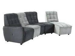 Sofá|Vente-unique Sofá de canto articulado modular em veludo cinza-claro e antracite ALFORD Cinzento claro / Cinza antracite