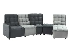 Sofá|Vente-unique Sofá de canto articulado modular em veludo cinza-claro e antracite ALFORD Cinzento claro / Cinza antracite