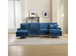 Sofá de canto - Sofá de 4 lugares com assentos e almofadas - chenille - para sala de estar e quarto^ Sofá
