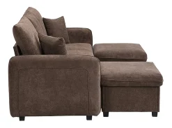 Sofá* Sofá de canto - Sofá de 3 lugares com 2 gavetas e 2 bancos de arrumação - chenille Castanho