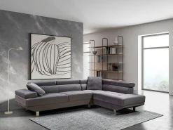 Sofá*Saldosystocks Sofá de Canto Chaise Longue Executive 262cm Cinza, Chaise Esquerda Cinzento