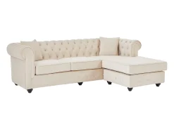 Vente-unique Sofá de canto chesterfield reversível em veludo TOLEDO^ Sofá