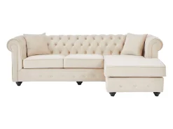 Vente-unique Sofá de canto chesterfield reversível em veludo TOLEDO^ Sofá
