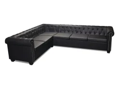 vidaxl Sofá de canto Chesterfield 6 lugares couro artificial^ Sofá