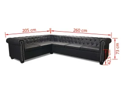 vidaxl Sofá de canto Chesterfield 6 lugares couro artificial^ Sofá