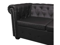 Clearance vidaxl Sofá de canto Chesterfield 5 lugares couro artificial Preto