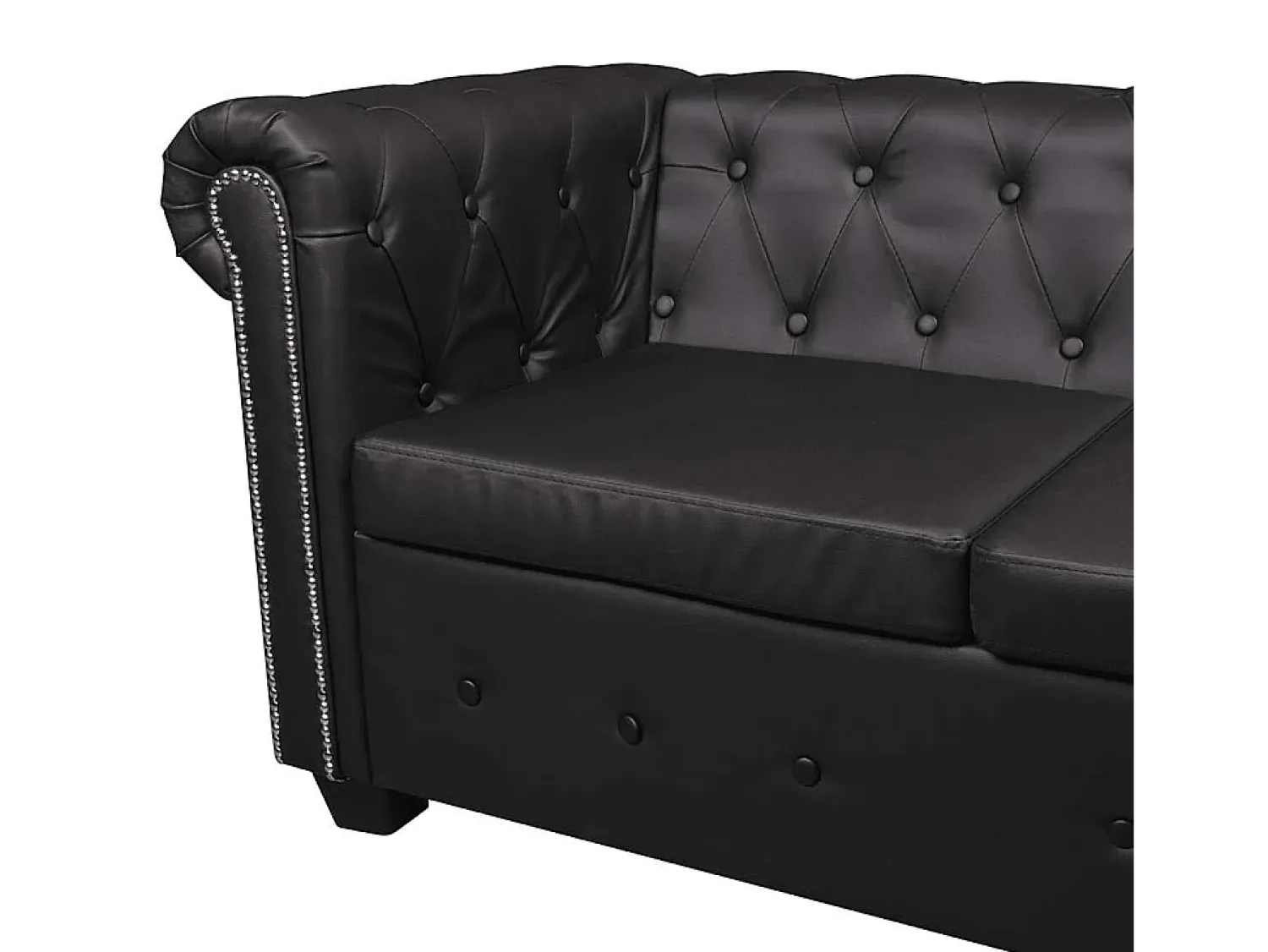 Clearance vidaxl Sofá de canto Chesterfield 5 lugares couro artificial Preto