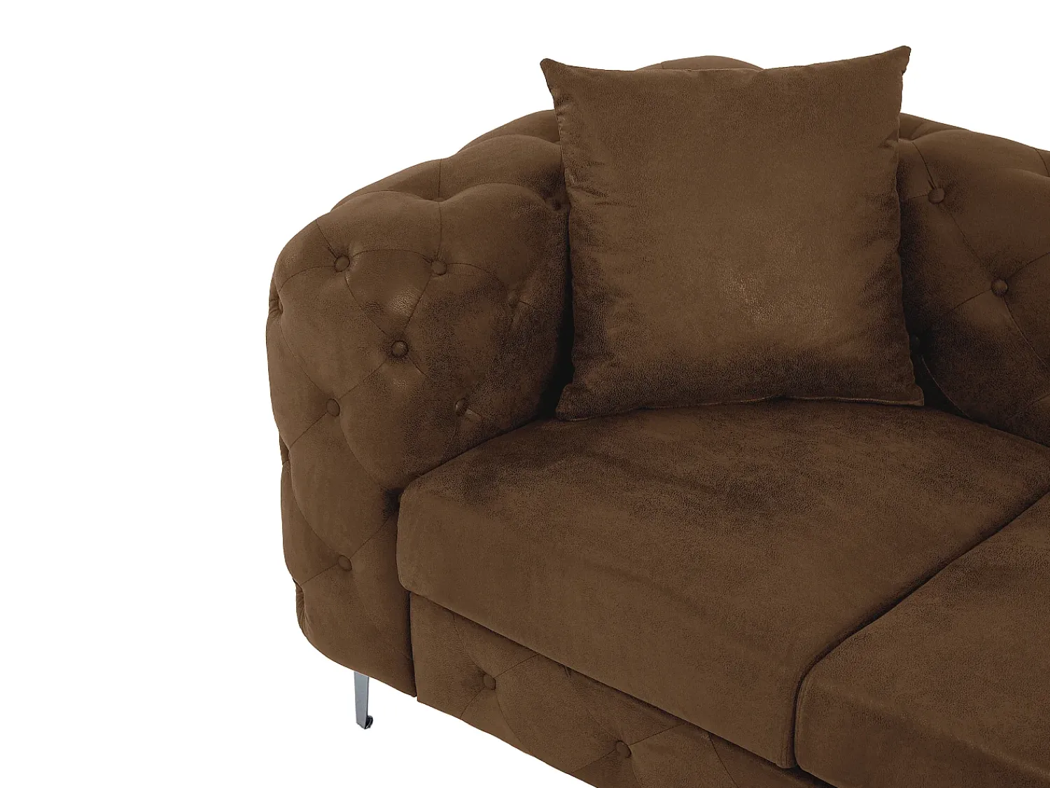 Sofá*Vente-unique Sofá de canto chesterfield reversível em microfibra com aspecto de couro envelhecido marrom EDWINA Castanho
