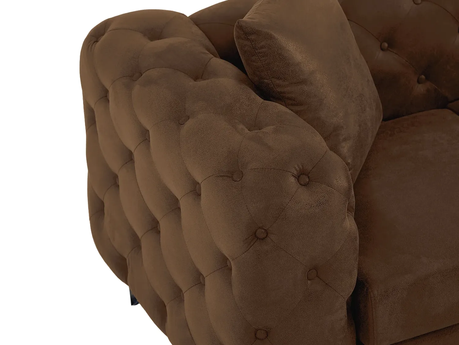 Sofá*Vente-unique Sofá de canto chesterfield reversível em microfibra com aspecto de couro envelhecido marrom EDWINA Castanho