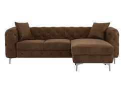 Sofá*Vente-unique Sofá de canto chesterfield reversível em microfibra com aspecto de couro envelhecido marrom EDWINA Castanho