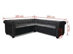 Sofá|Helloshop26 Sofá de canto Chesterfield de 5 lugares em couro sintético 02_0019699 Preto
