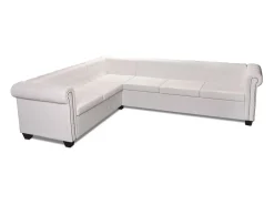 Sofá|vidaxl Sofá de canto Chesterfield 6 lugares couro artificial Branco