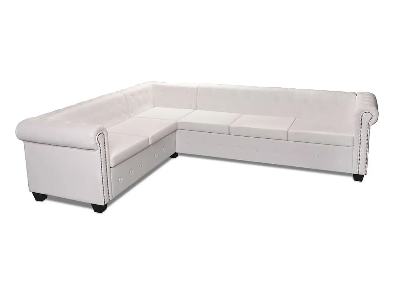 Sofá|vidaxl Sofá de canto Chesterfield 6 lugares couro artificial Branco