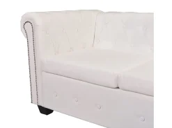 Sofá|vidaxl Sofá de canto Chesterfield 6 lugares couro artificial Branco