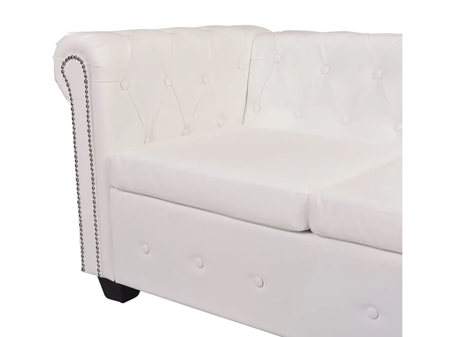 Sofá|vidaxl Sofá de canto Chesterfield 6 lugares couro artificial Branco