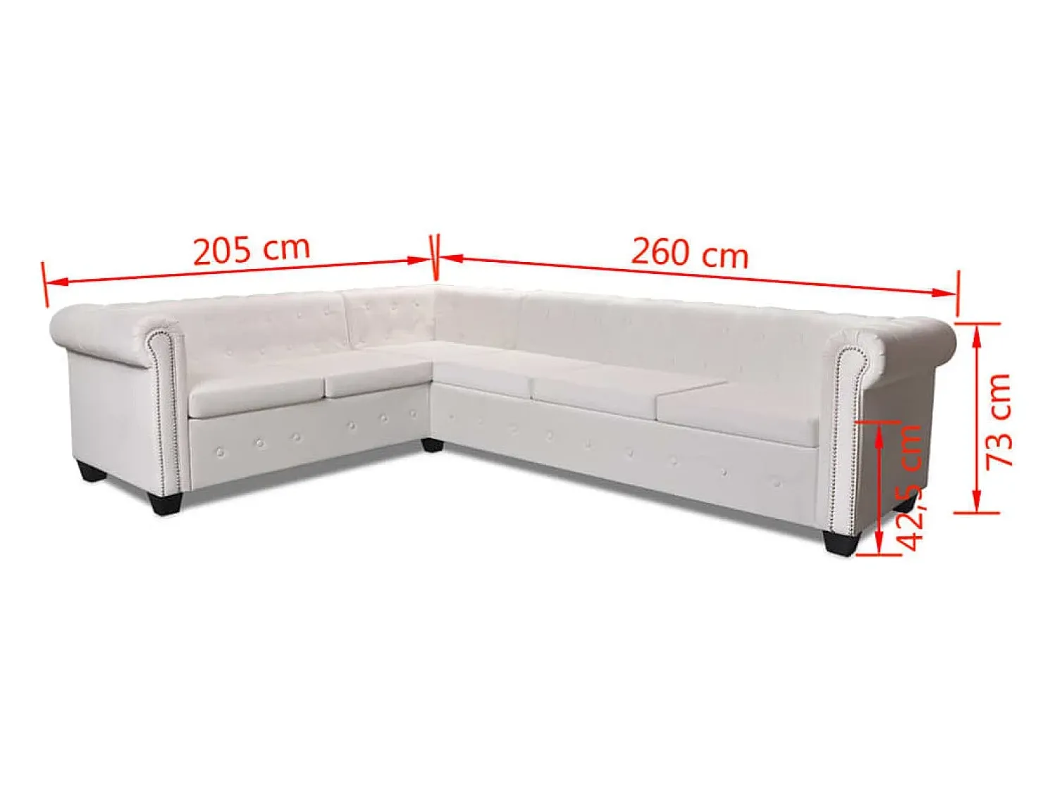 Sofá|vidaxl Sofá de canto Chesterfield 6 lugares couro artificial Branco