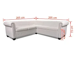 Sale Helloshop26 Sofá de canto Chesterfield de 5 lugares em couro sintético 02_0020233 Branco