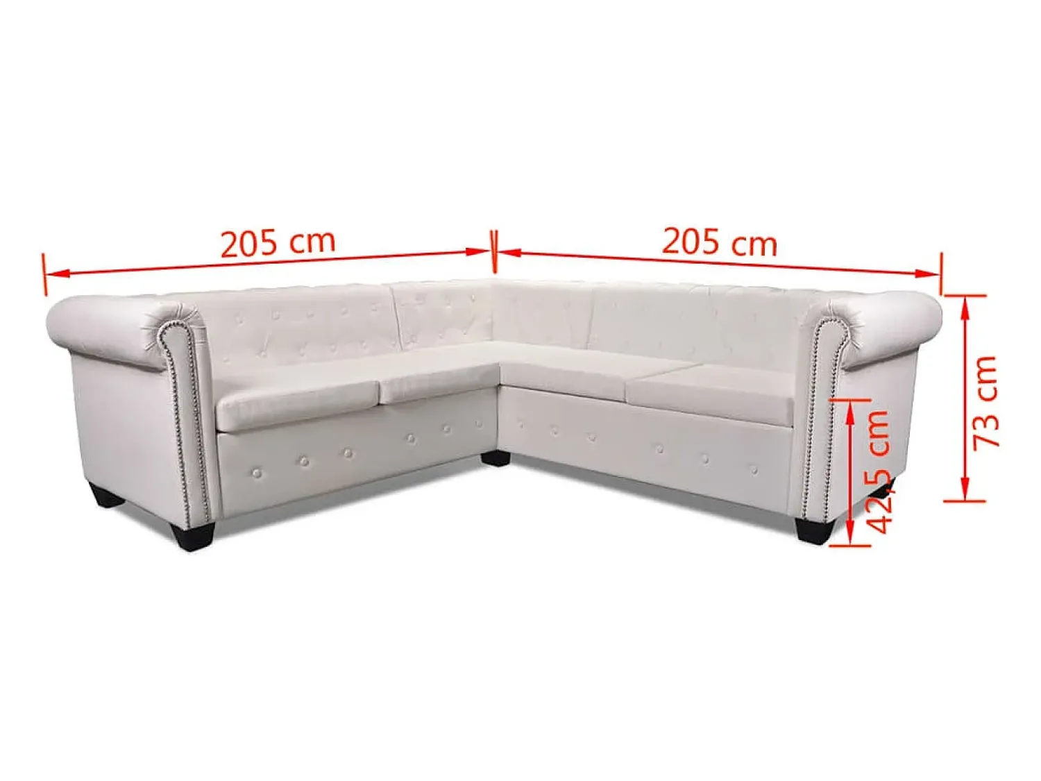 Sale Helloshop26 Sofá de canto Chesterfield de 5 lugares em couro sintético 02_0020233 Branco
