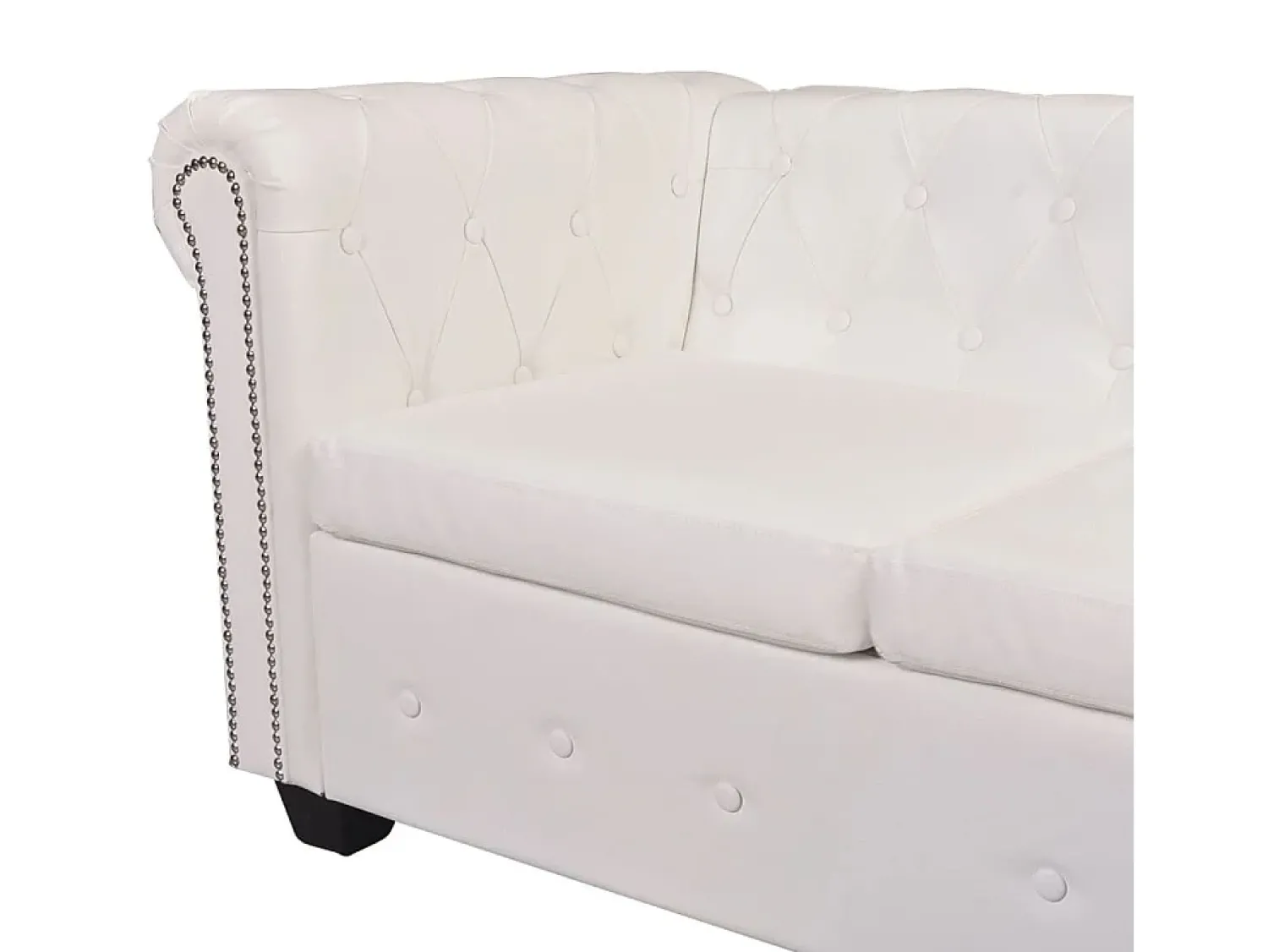 Sale Helloshop26 Sofá de canto Chesterfield de 5 lugares em couro sintético 02_0020233 Branco