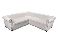 Sale Helloshop26 Sofá de canto Chesterfield de 5 lugares em couro sintético 02_0020233 Branco