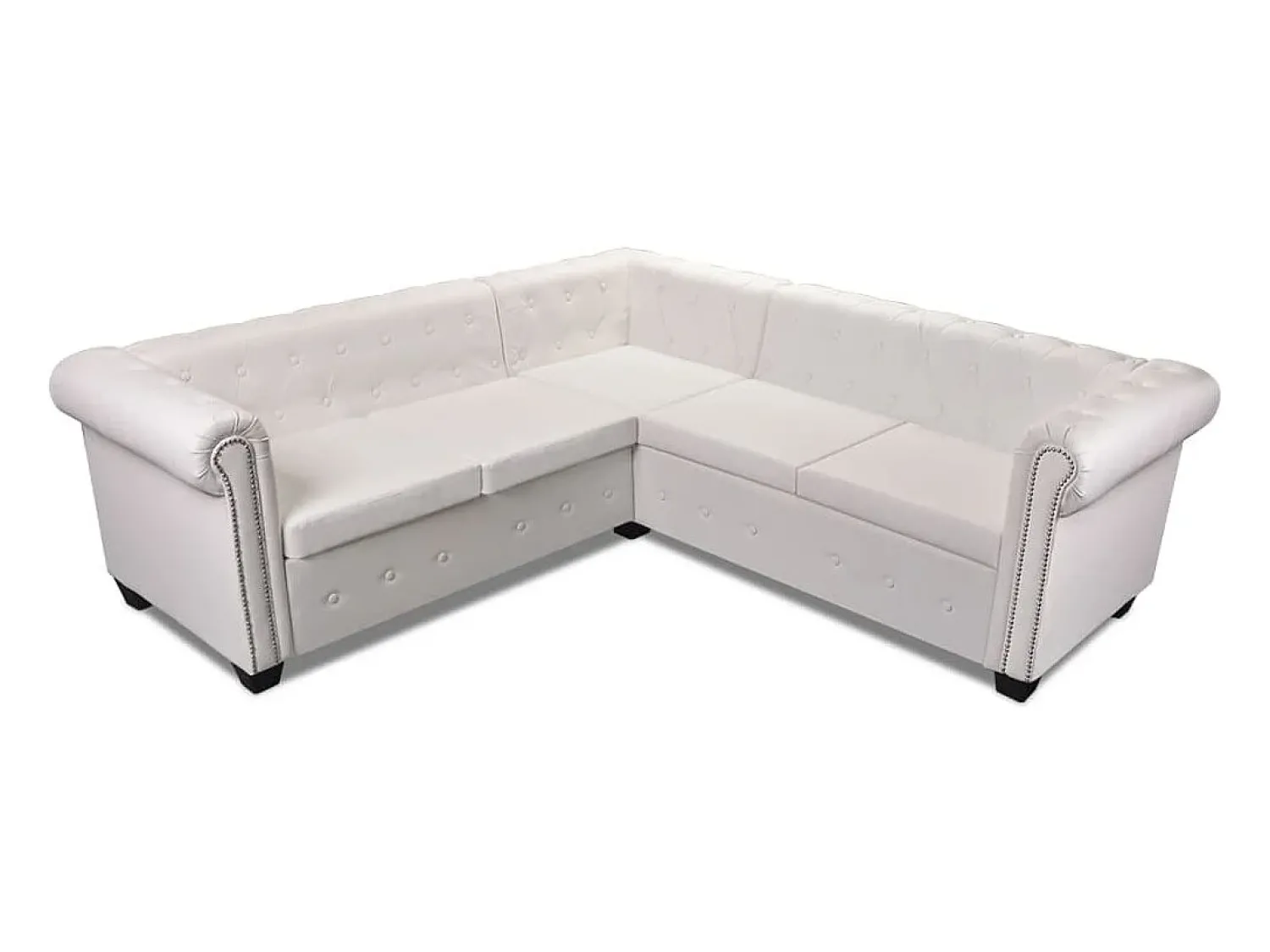Sale Helloshop26 Sofá de canto Chesterfield de 5 lugares em couro sintético 02_0020233 Branco