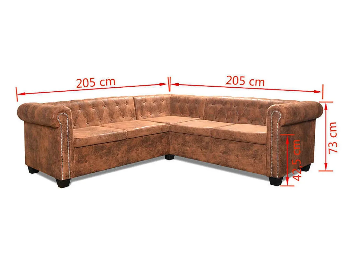 Sofá|vidaxl Sofá de canto Chesterfield 5 lugares couro artificial Castanho
