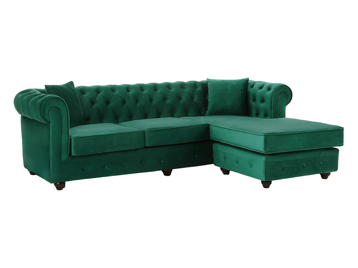 Vente-unique Sofá de canto chesterfield reversível em veludo TOLEDO Verde