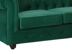 Vente-unique Sofá de canto chesterfield reversível em veludo TOLEDO Verde