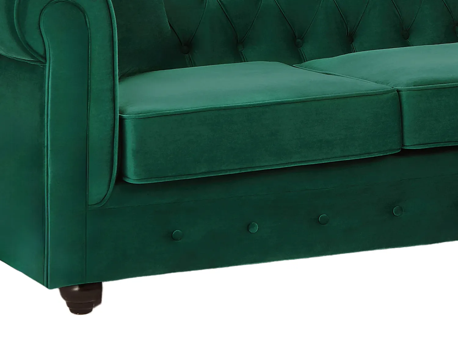 Vente-unique Sofá de canto chesterfield reversível em veludo TOLEDO Verde