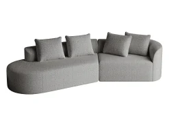 Sofá| Sofá de canto cinza claro - sofá de 4 lugares com 4 almofadas decorativas e encosto - chenille Cinzento claro