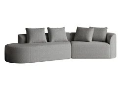 Sofá| Sofá de canto cinza claro - sofá de 4 lugares com 4 almofadas decorativas e encosto - chenille Cinzento claro