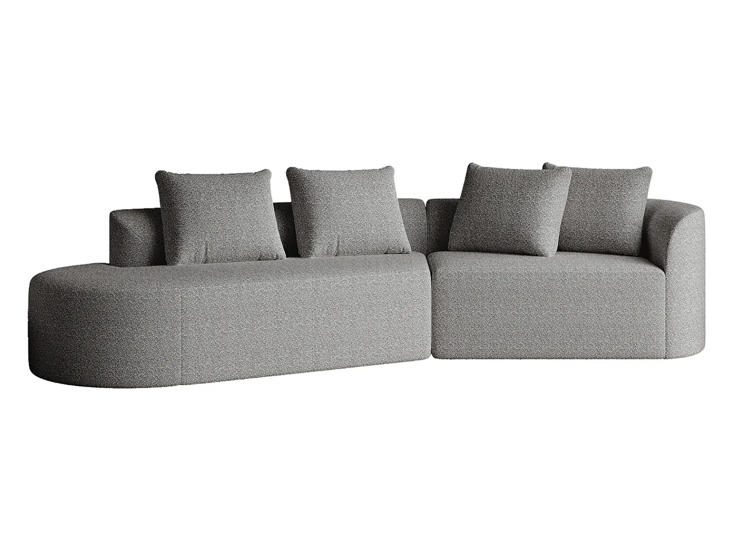 Sofá| Sofá de canto cinza claro - sofá de 4 lugares com 4 almofadas decorativas e encosto - chenille Cinzento claro