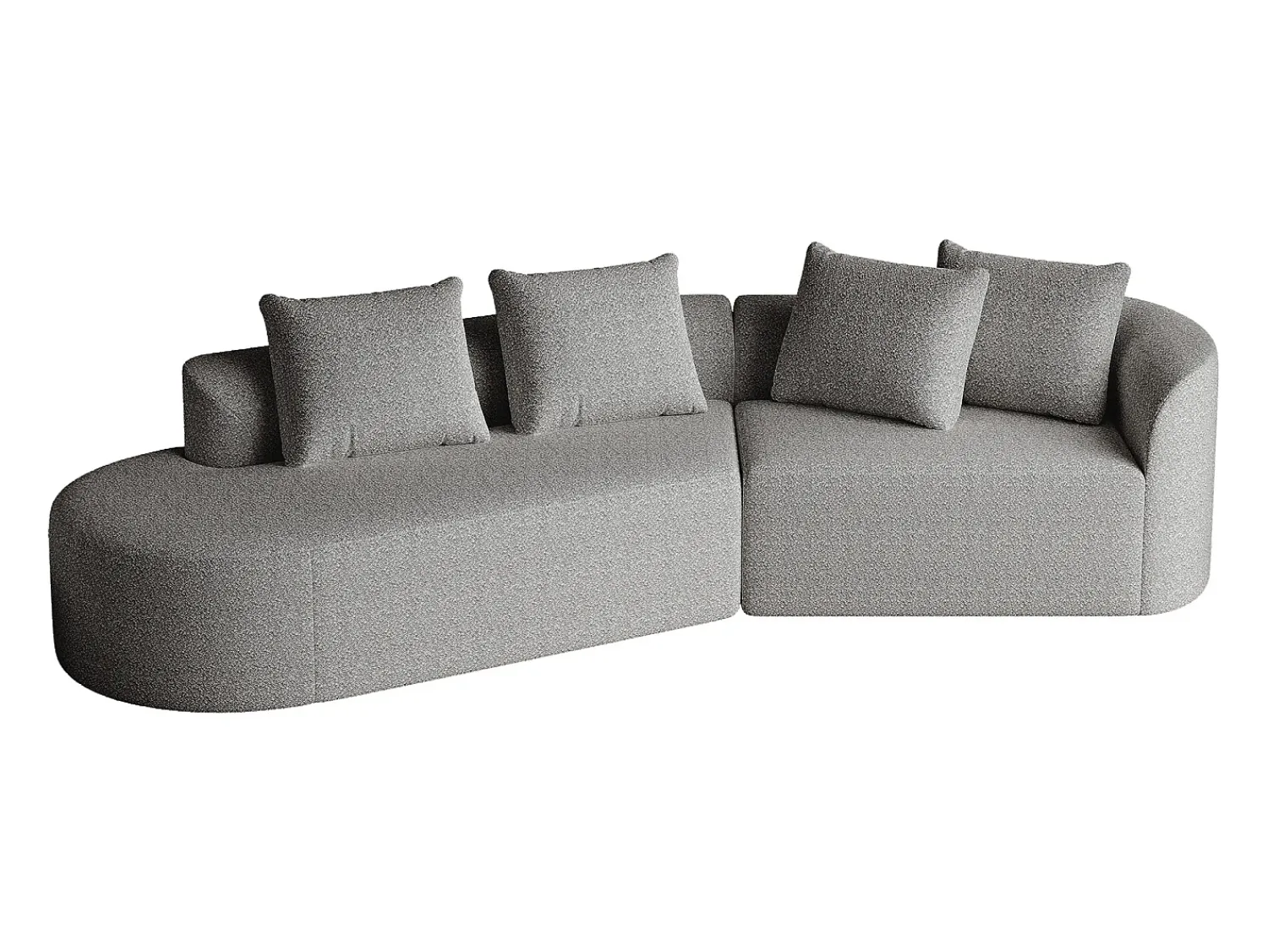 Sofá| Sofá de canto cinza claro - sofá de 4 lugares com 4 almofadas decorativas e encosto - chenille Cinzento claro