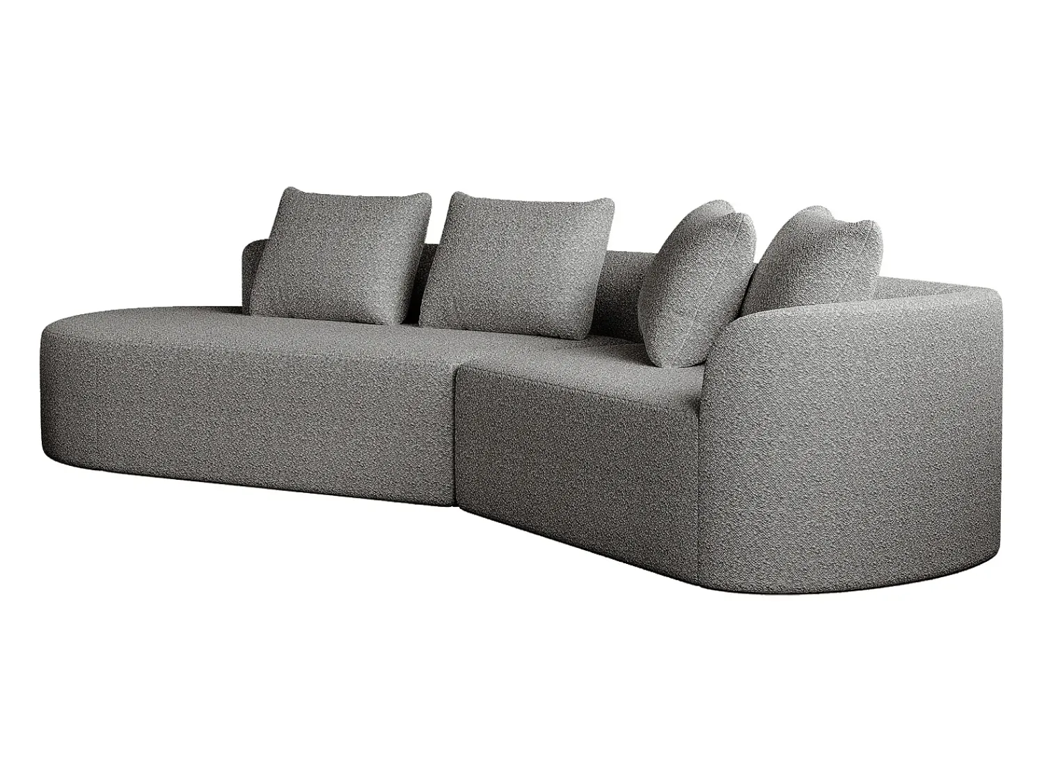 Sofá| Sofá de canto cinza claro - sofá de 4 lugares com 4 almofadas decorativas e encosto - chenille Cinzento claro