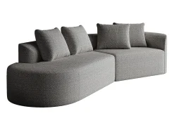 Sofá| Sofá de canto cinza claro - sofá de 4 lugares com 4 almofadas decorativas e encosto - chenille Cinzento claro