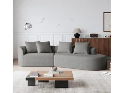 Sofá| Sofá de canto cinza claro - sofá de 4 lugares com 4 almofadas decorativas e encosto - chenille Cinzento claro
