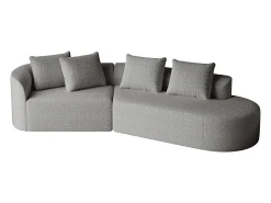 Sofá| Sofá de canto cinza claro - sofá de 4 lugares com 4 almofadas decorativas e encosto - chenille Cinzento claro