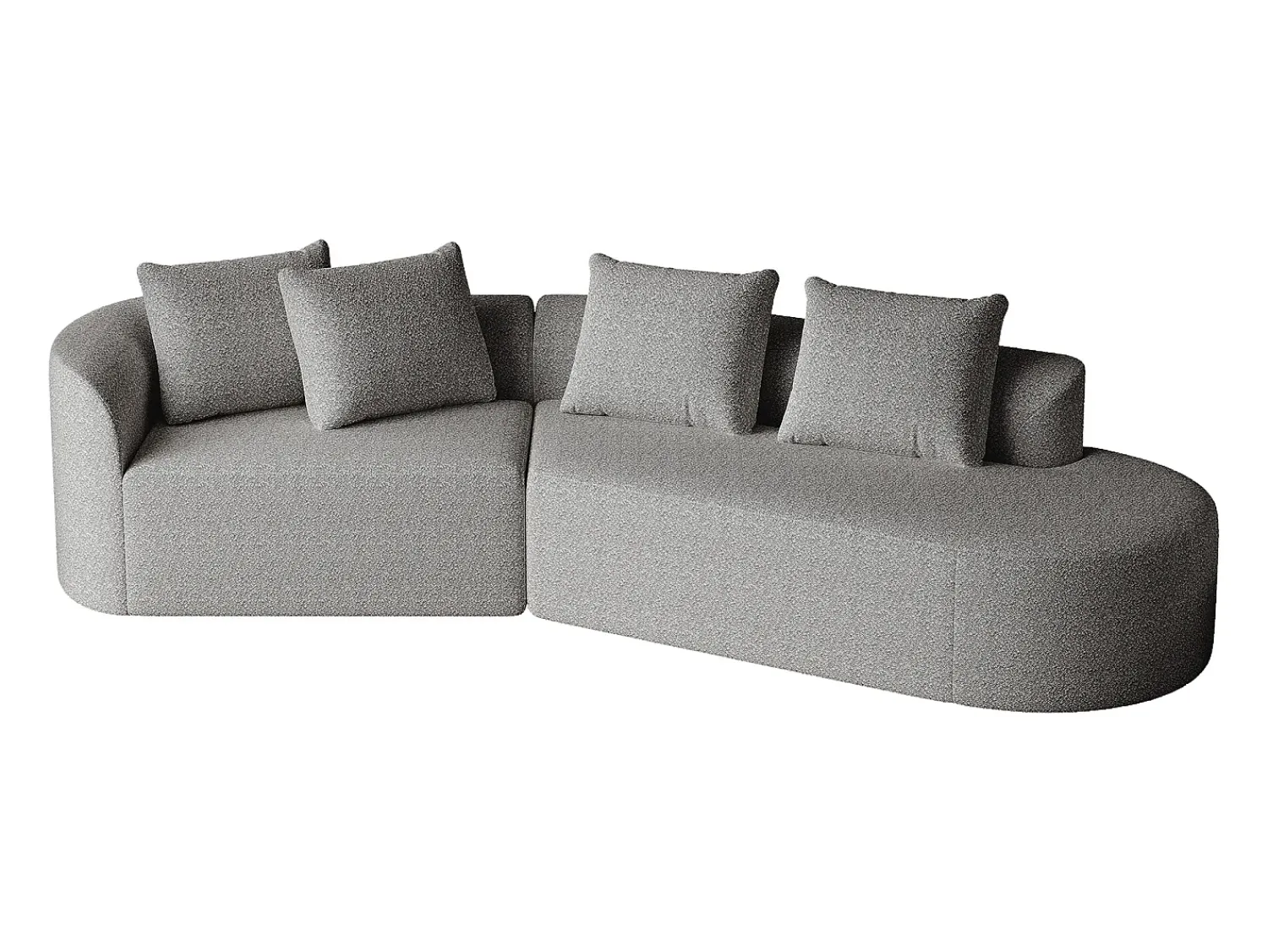Sofá| Sofá de canto cinza claro - sofá de 4 lugares com 4 almofadas decorativas e encosto - chenille Cinzento claro