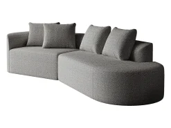 Sofá| Sofá de canto cinza claro - sofá de 4 lugares com 4 almofadas decorativas e encosto - chenille Cinzento claro