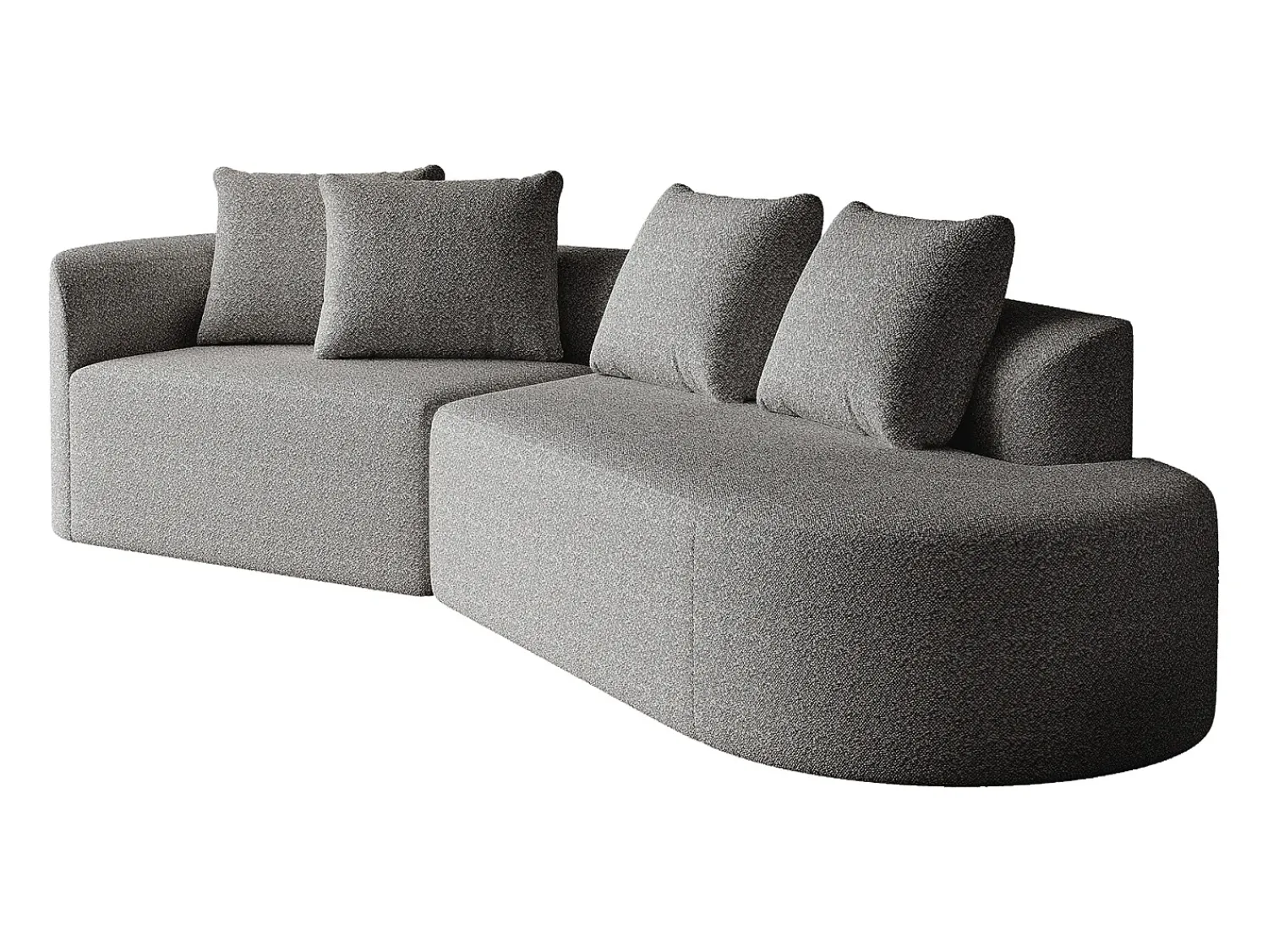 Sofá| Sofá de canto cinza claro - sofá de 4 lugares com 4 almofadas decorativas e encosto - chenille Cinzento claro