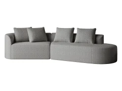 Sofá| Sofá de canto cinza claro - sofá de 4 lugares com 4 almofadas decorativas e encosto - chenille Cinzento claro