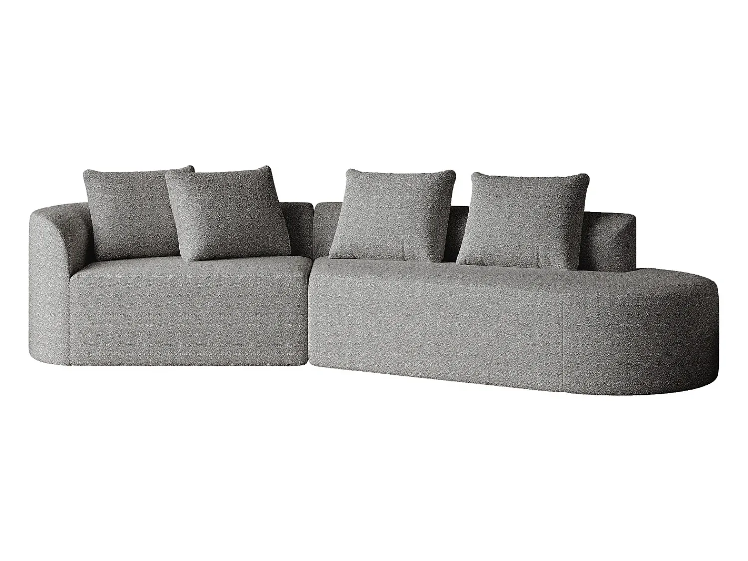 Sofá| Sofá de canto cinza claro - sofá de 4 lugares com 4 almofadas decorativas e encosto - chenille Cinzento claro